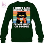 Black Cat I don’t Like Morning People Or Morning Or People Shirt