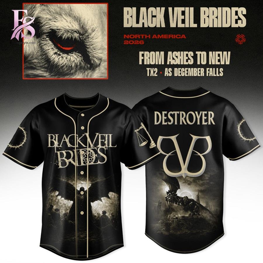 Black Veil Brides From Ashes To New Tour 2026 Baseball Jersey