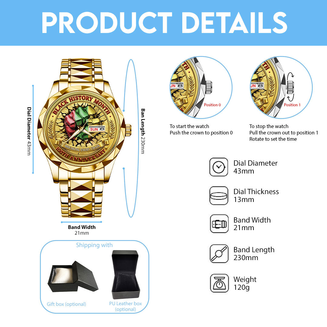 Black History Month 100th Anniversary 2026 Alloy Luxury Quartz Watch – TMTHU3787