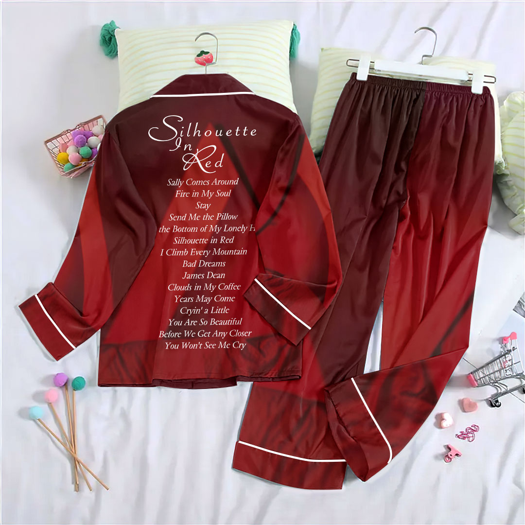 Bonnie Tyler Satin Pajama Set with Piping – HOATT20294