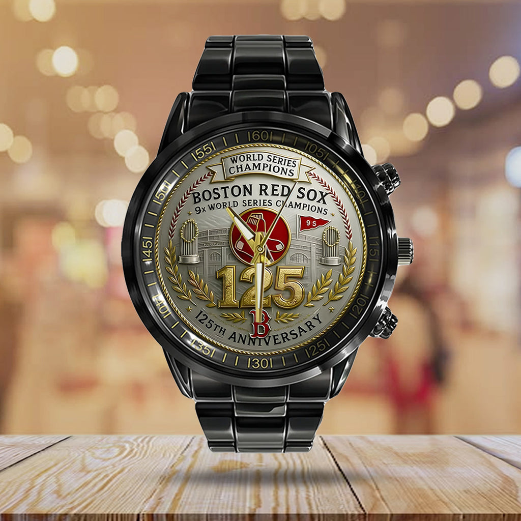 Boston Red Sox 125th Anniversary 2026 Black Stainless Steel Watch – TANTN16068