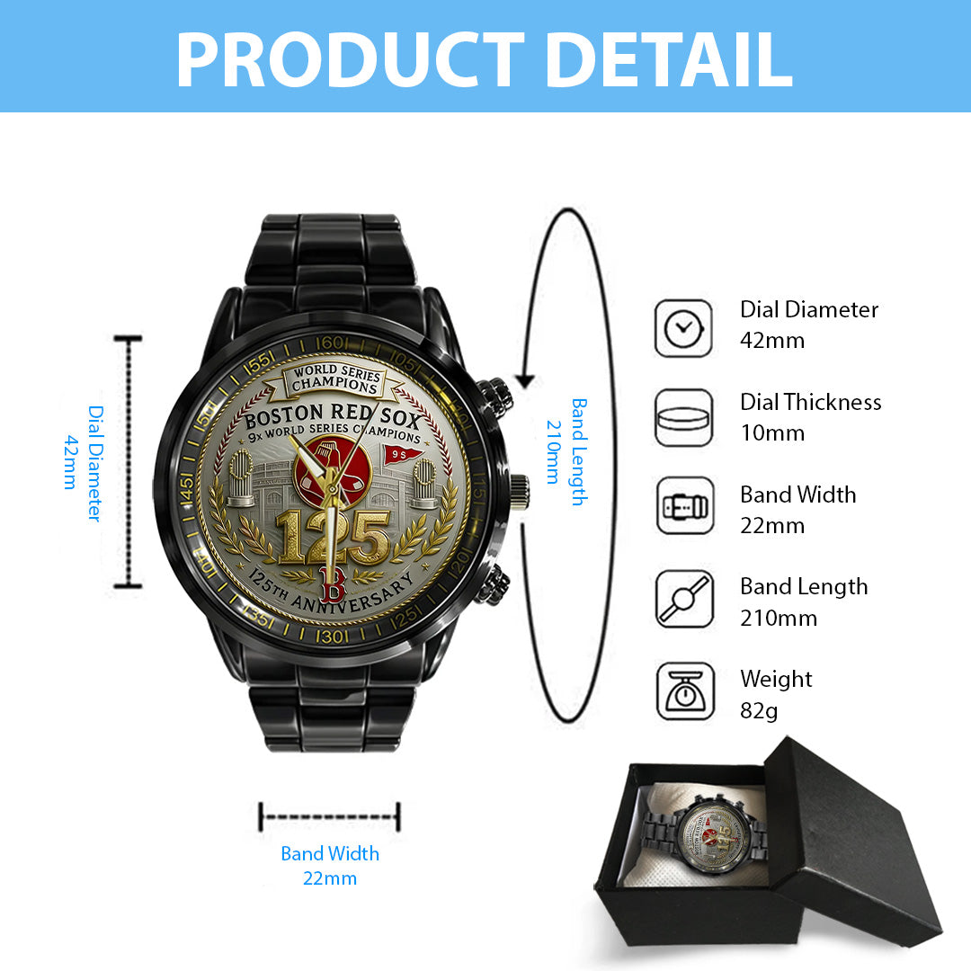 Boston Red Sox 125th Anniversary 2026 Black Stainless Steel Watch – TANTN16068
