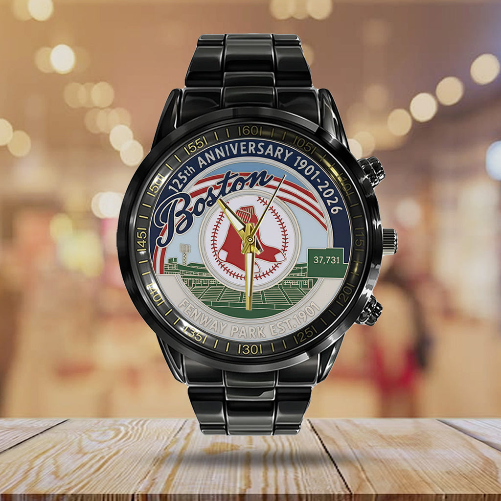 Boston Red Sox 125th Anniversary Black Stainless Steel Watch – TANTN18735