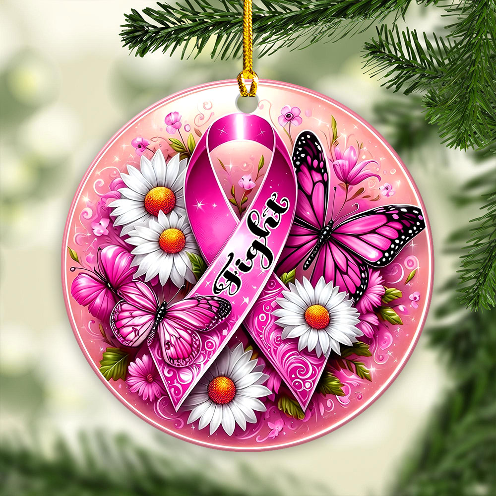 Breast Cancer Awareness Fixed Shape 2-Side Printed Acrylic Ornament – GNE 1783