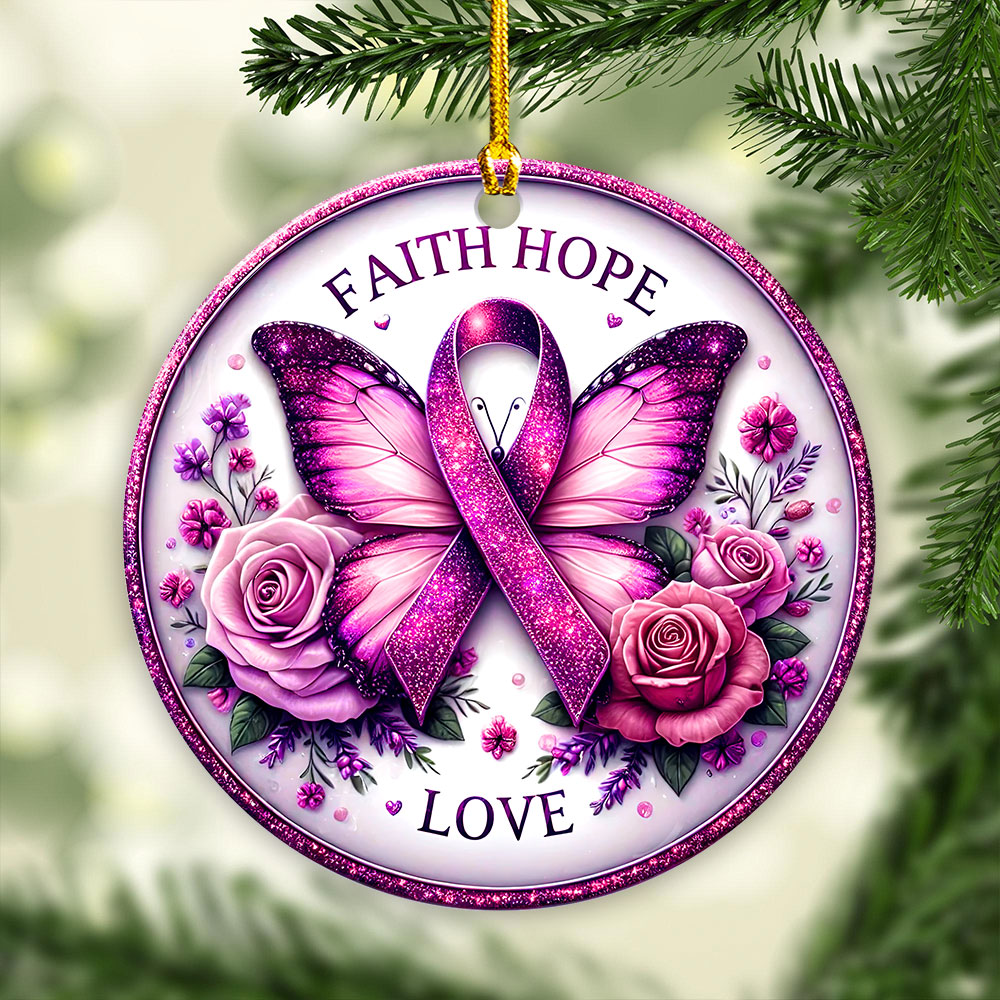 Breast Cancer Awareness Fixed Shape 2-Side Printed Acrylic Ornament – GNE 1785