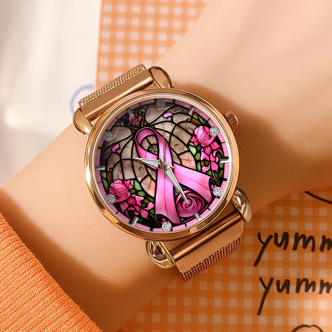 Breast Cancer Awareness Mesh Strap Quartz Watch – HOATT12479