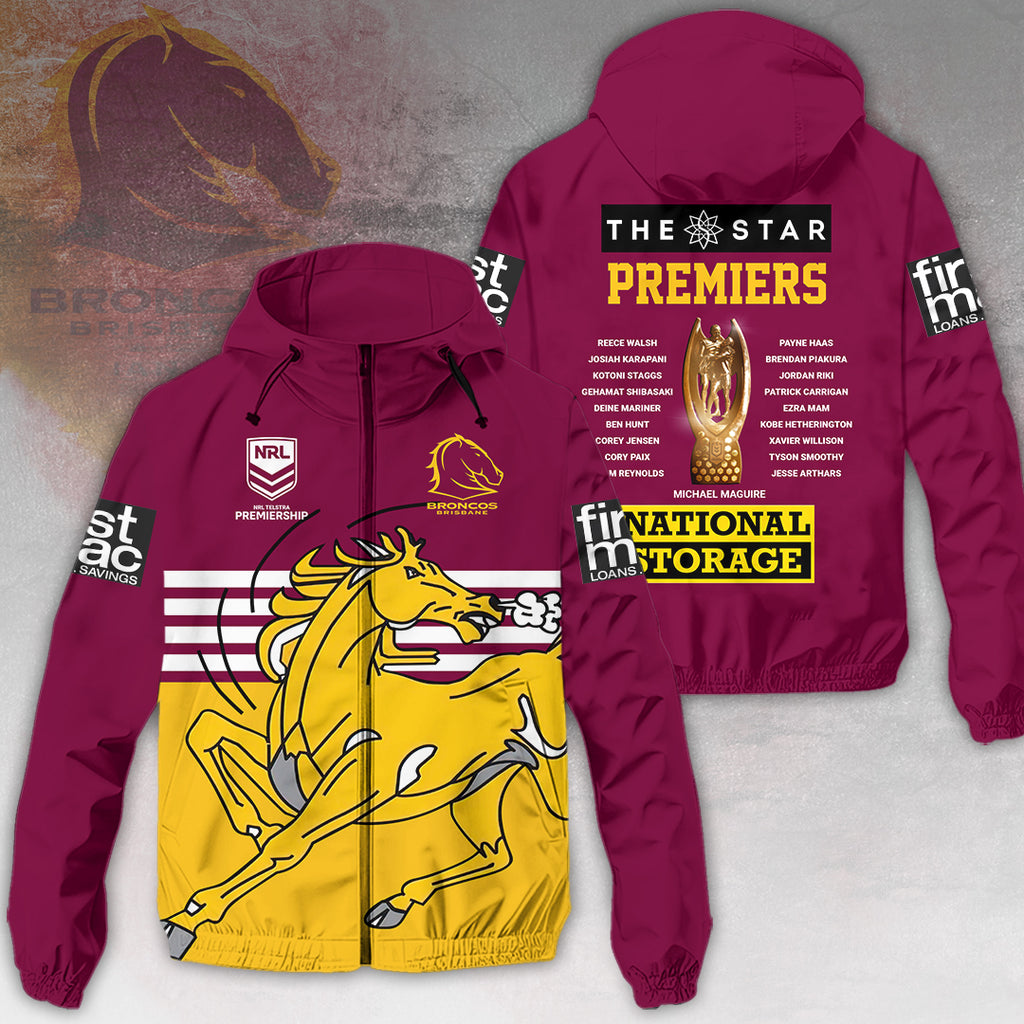 Brisbane Broncos 2025 NRL Premiers 3D Windbreaker Jacket – HOATT14103