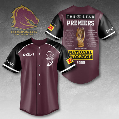 Brisbane Broncos 2025 NRL Premiers Baseball Jersey – HOATT14007