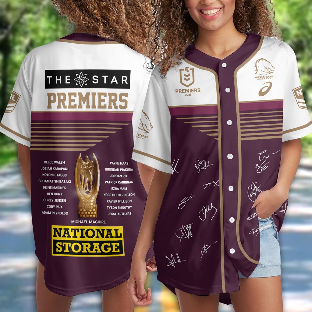 Brisbane Broncos 2025 NRL Premiers Baseball Jersey – HOATT14057