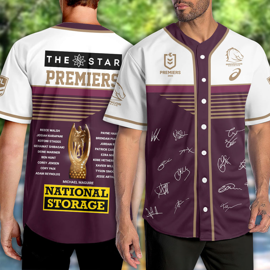 Brisbane Broncos 2025 NRL Premiers Baseball Jersey – HOATT14057