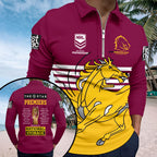Brisbane Broncos 2025 NRL Premiers Zip Polo Shirt – HOATT15879