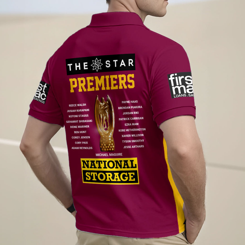 Brisbane Broncos 2025 NRL Premiers Zip Polo Shirt – HOATT15879