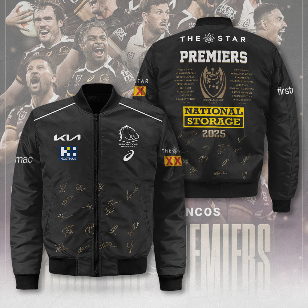 Brisbane Broncos 2025 Premiers 3D Bomber Jacket – MAITM13593