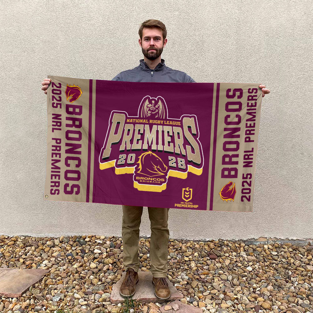 Brisbane Broncos 2025 Premiers 3D Double-side House Flag – MAITM13338