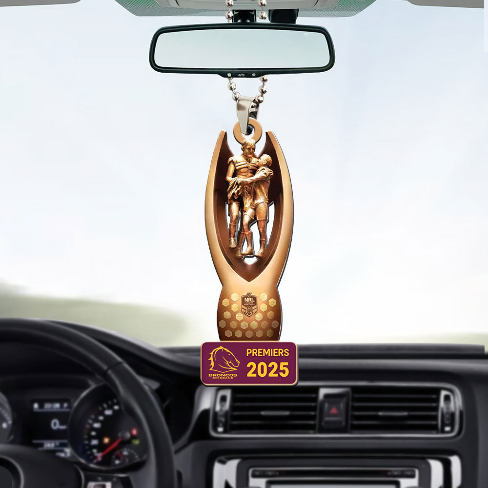 Brisbane Broncos 2025 Premiers Custom Shape 2-sided Acrylic Car Ornament – MAITM13186