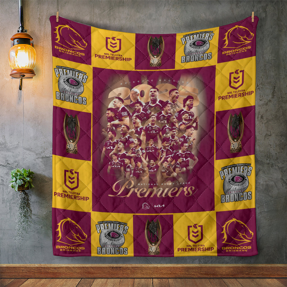 Brisbane Broncos 2025 Premiers Quilt Blanket – MAITM13377