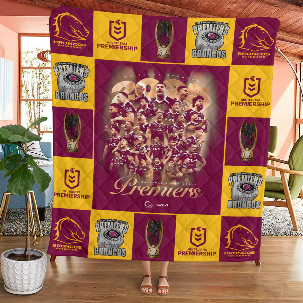 Brisbane Broncos 2025 Premiers Quilt Blanket – MAITM13377