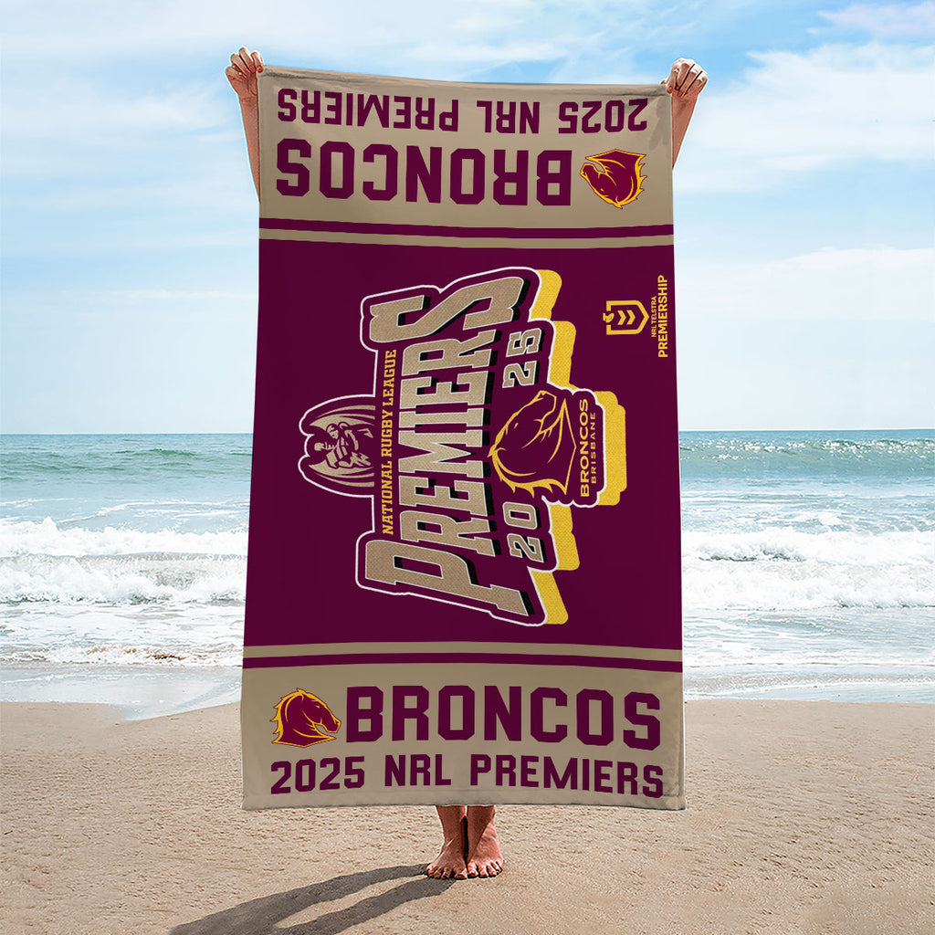 Brisbane Broncos 2025 Premiers Rectangle Beach Towel – MAITM13253