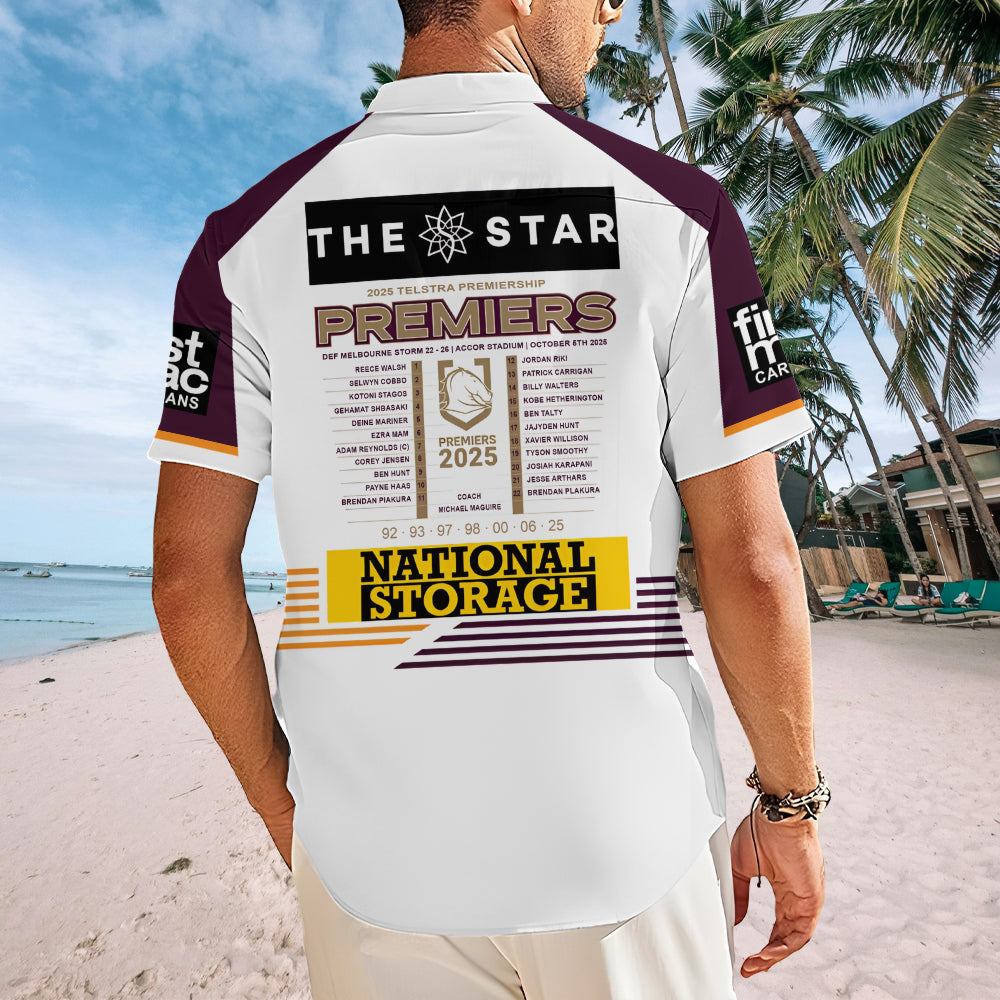 Brisbane Broncos 2025 Premiers Short Sleeve Button-Down Shirt – MAITM13255