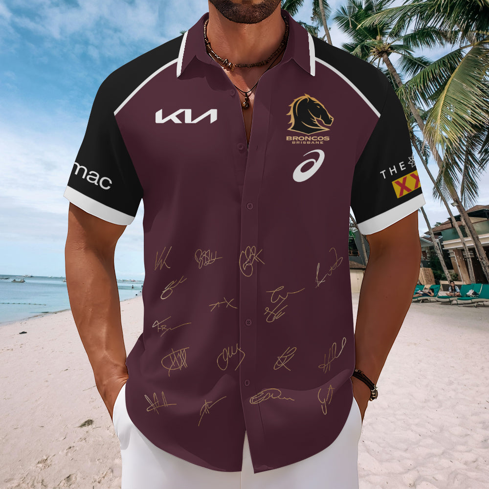 Brisbane Broncos 2025 Premiers Short Sleeve Button-Down Shirt – MAITM13507