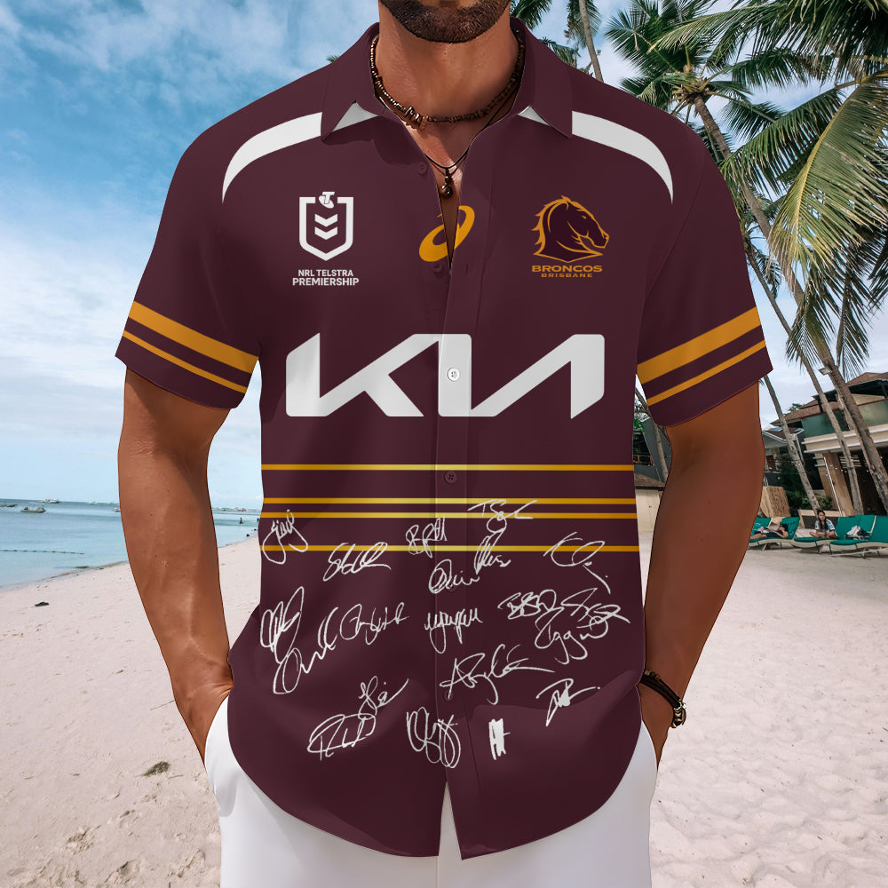 Brisbane Broncos 2025 Premiers Short Sleeve Button-Down Shirt – MAITM13598