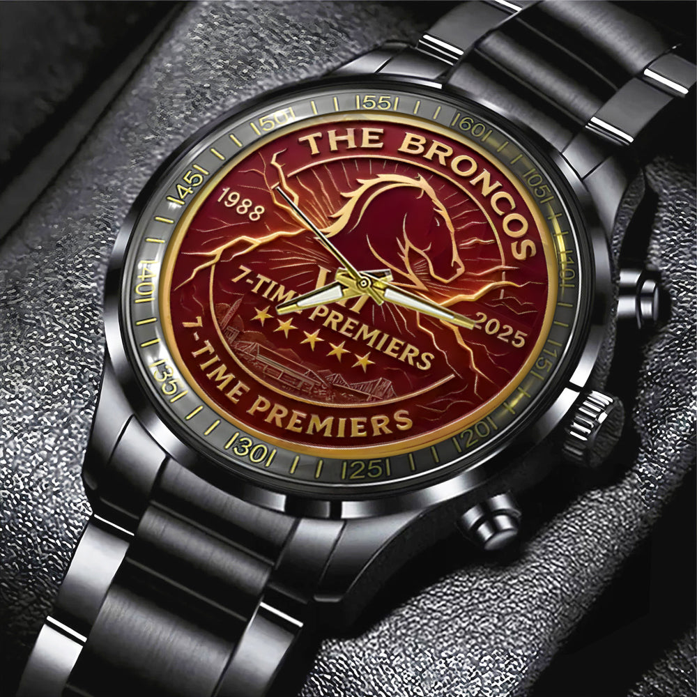 Brisbane Broncos 2025 Premiership Black Stainless Steel Watch – TANTN17613