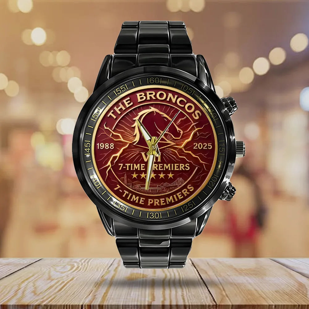 Brisbane Broncos 2025 Premiership Black Stainless Steel Watch – TANTN17613