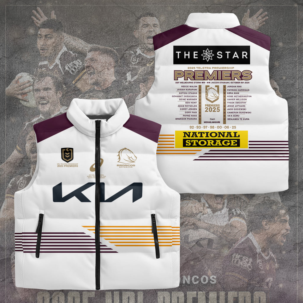 Brisbane Broncos 2025 Premiership 3D Sleeveless Down Jacket – TANTN17683