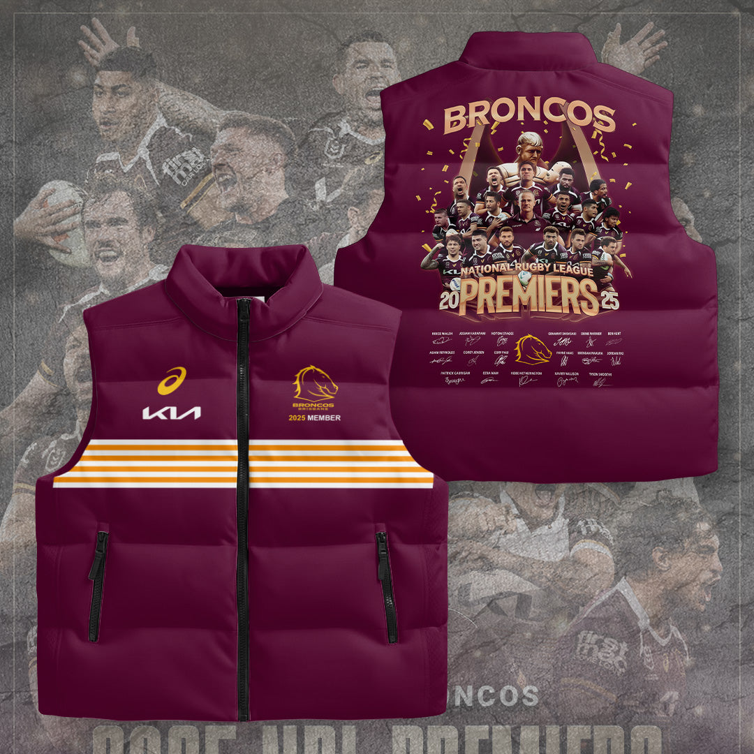 Brisbane Broncos 2025 Premiership 3D Sleeveless Down Jacket – TANTN17684