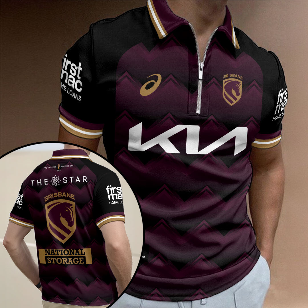 Brisbane Broncos 2026 Zip Polo Shirt – HOATT16246