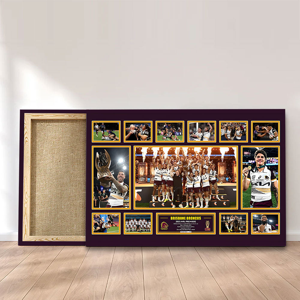 Brisbane Broncos Premiers 2025 Rectangle Canvas With Inner Frame – TANTN17901