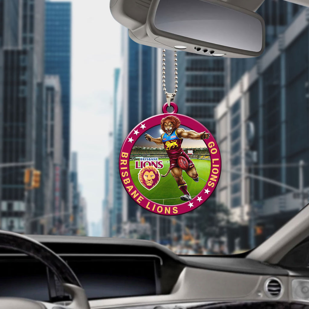 Brisbane Lions Custom Shape 2-sided Acrylic Car Ornament – HOATT13286