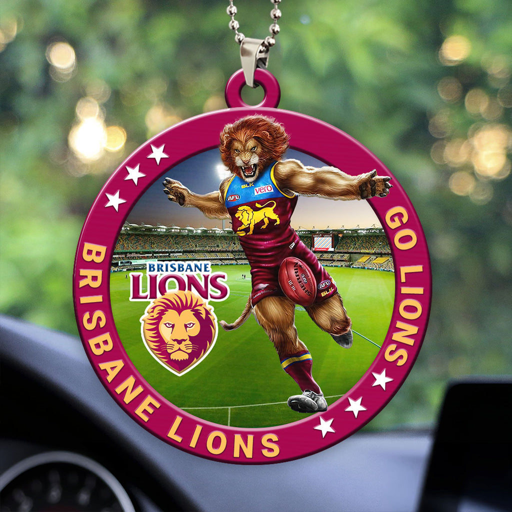 Brisbane Lions Custom Shape 2-sided Acrylic Car Ornament – HOATT13286