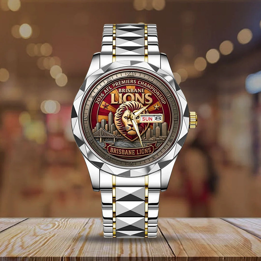 Brisbane Lions 2026 AFL Premiers Alloy Luxury Quartz Watch – TMTHU9805