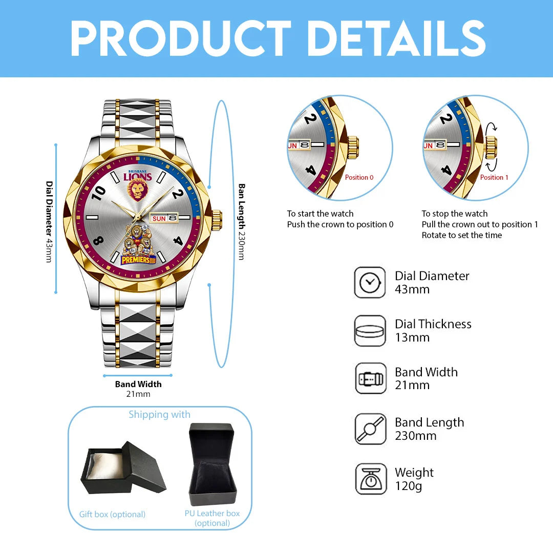 Brisbane Lions 2026 AFL Premiers Alloy Luxury Quartz Watch – HOATT21403