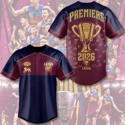 Brisbane Lions 2026 AFL Premiers Baseball Jersey – TMTHU10017