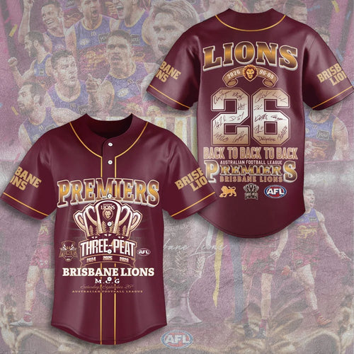 Brisbane Lions 2026 AFL Premiers Baseball Jersey – TMTHU10018
