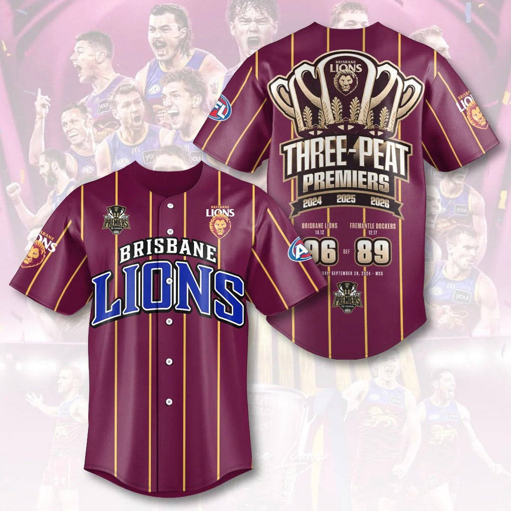 Brisbane Lions 2026 AFL Premiers Baseball Jersey – HOATT21335