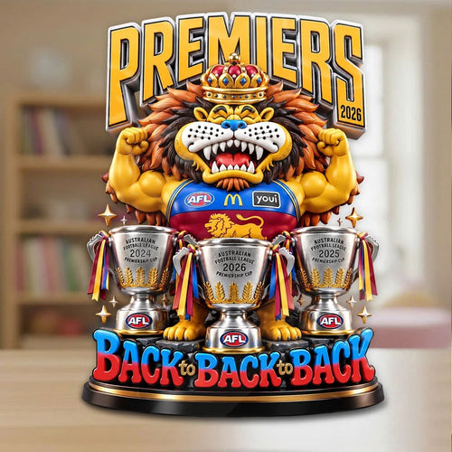 Brisbane Lions 2026 AFL Premiers Custom Shape Acrylic Plaque – TANTN25846