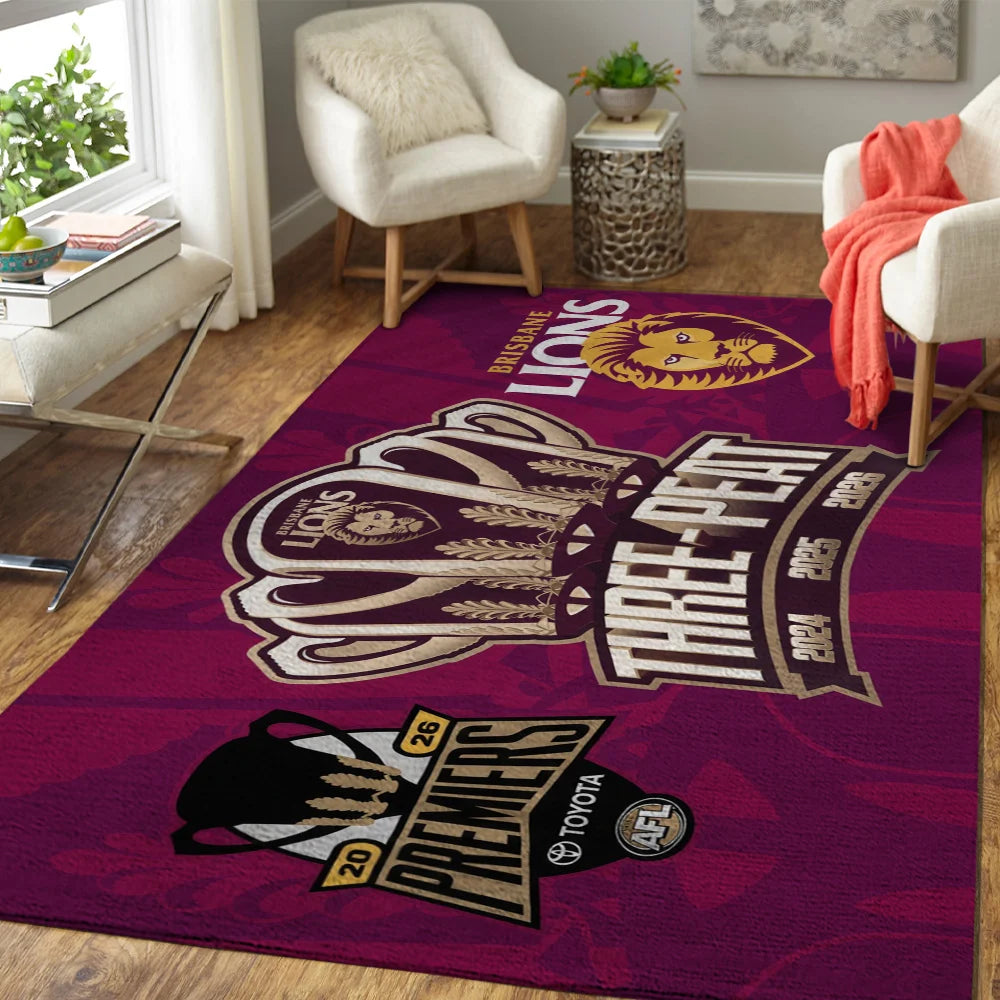 Brisbane Lions 2026 AFL Premiers Rectangular Rug – TANTN25821