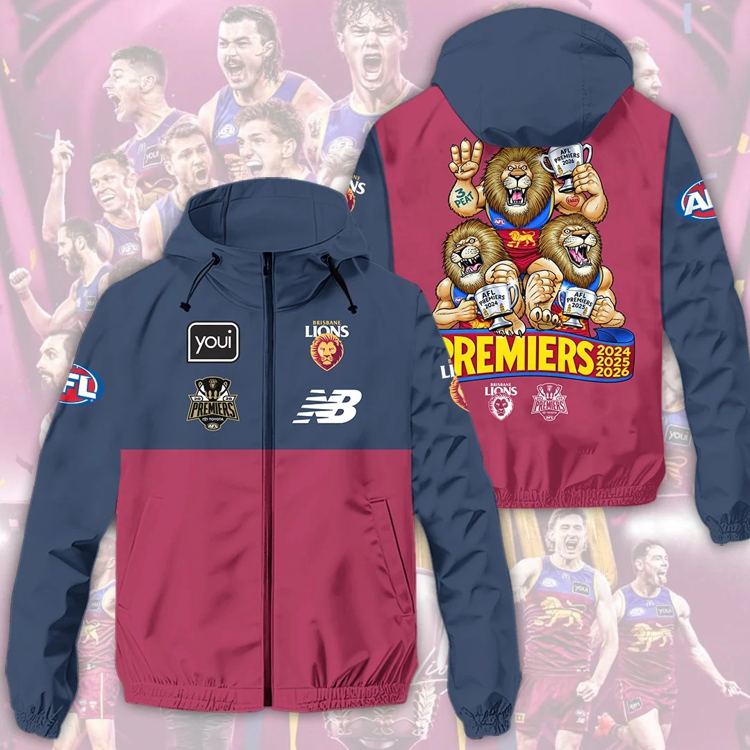 Brisbane Lions 2026 AFL Premiers 3D Windbreaker Jacket – HOATT21307