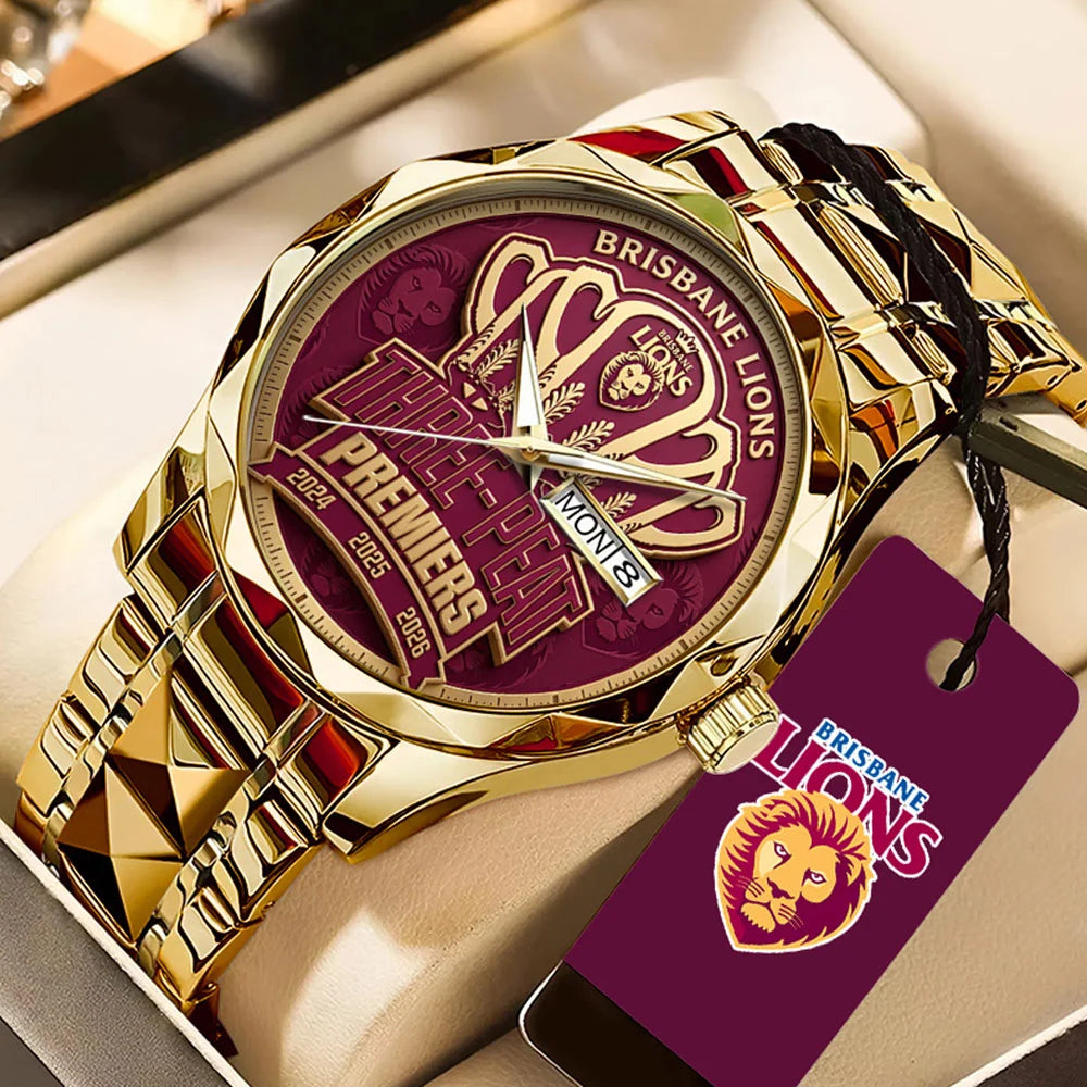 Brisbane Lions Threepeat Premiers Alloy Luxury Quartz Watch – TMTHU9588