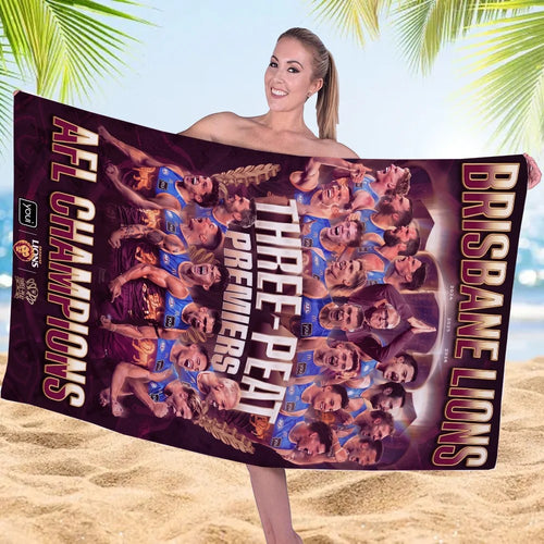 Brisbane Lions 2026 AFL Premiers Rectangle Beach Towel – TMTHU9577