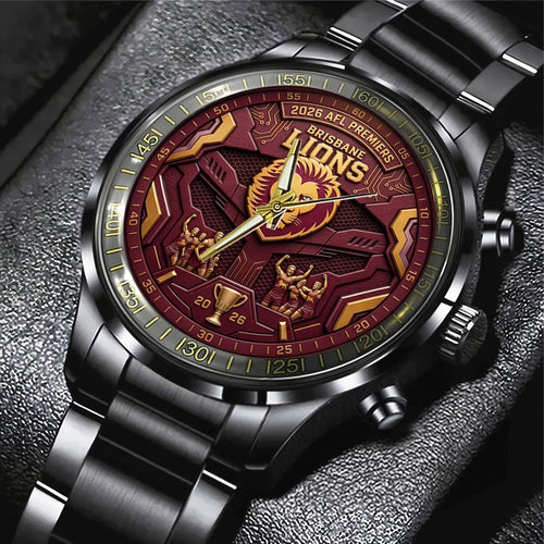 Brisbane Lions Black Stainless Steel Watch – TMTHU9583