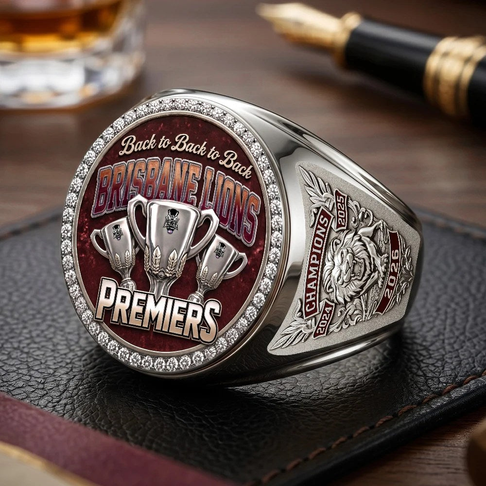 Brisbane Lions Threepeat Premiers 3D Engraved Ring – TMTHU9616