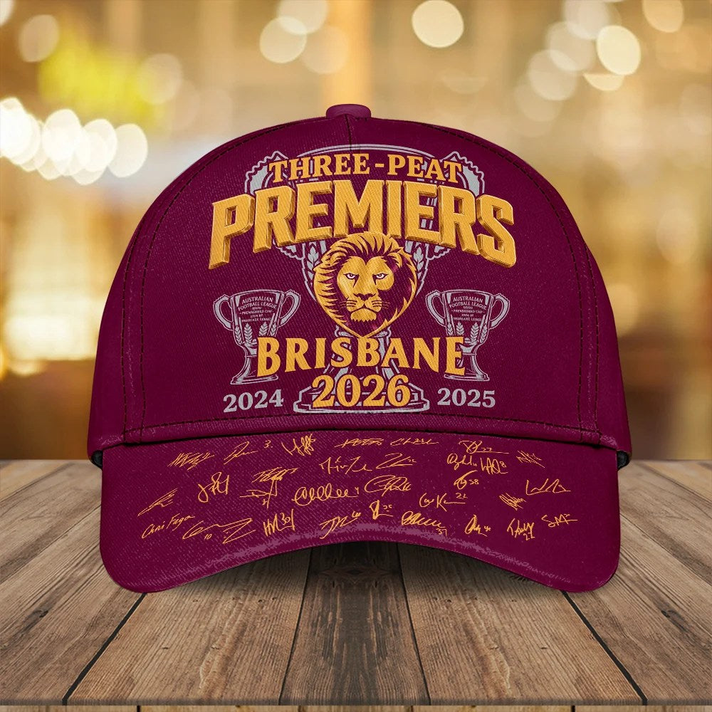 Brisbane Lions Threepeat Premiers Classic Cap – TMTHU9945