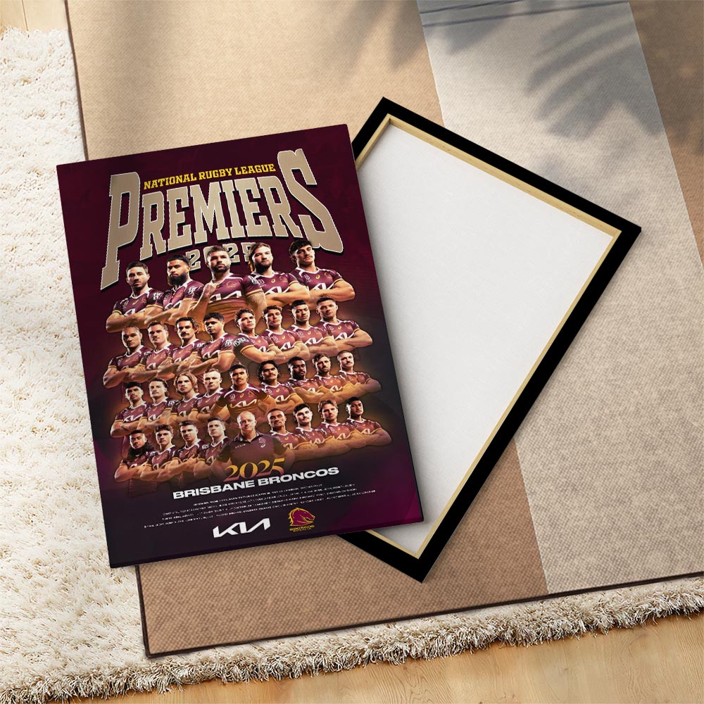 Brisbane Broncos 2025 NRL Premiers Canvas With Inner Frame – HOATT13862