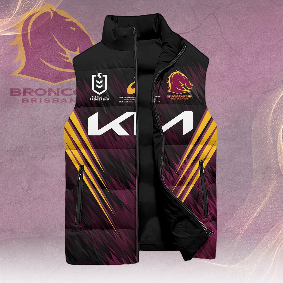 Brisbane Broncos 2025 NRL Premiers 3D Sleeveless Down Jacket – HOATT14022