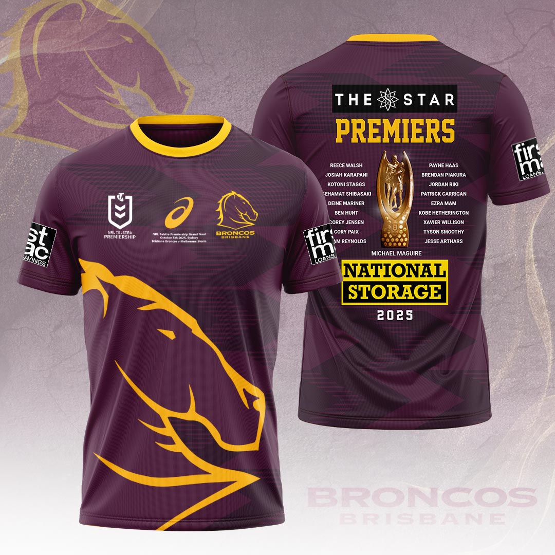 Brisbane Broncos 2025 NRL Premiers 3D Apparel – HOATT14510