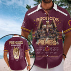Brisbane Broncos 2025 Premiership Short Sleeve Button-Down Shirt – TANTN17655